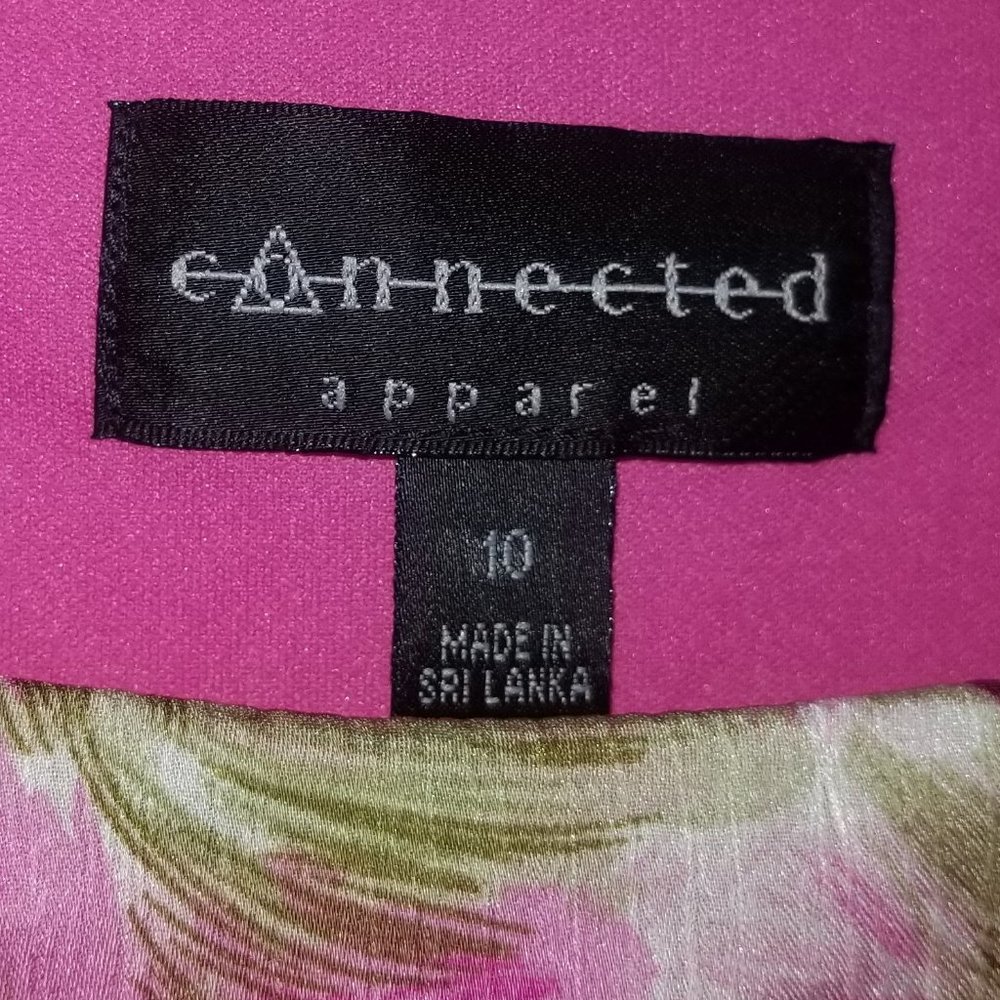 Pink and Green Floral Sleeveless Tiered Stretch Cocktail Dress 10 - Picture 3 of 7